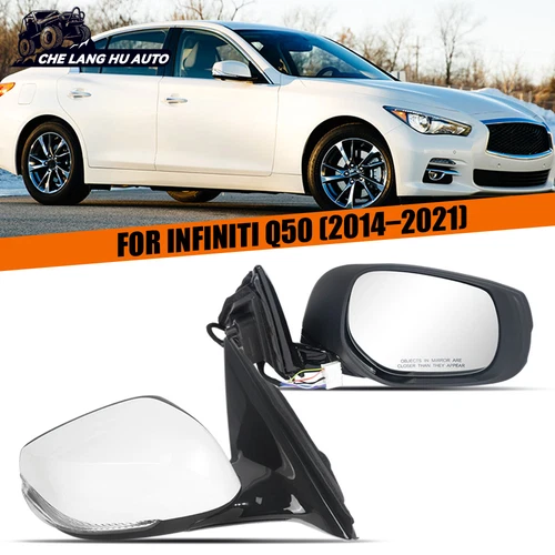 For Infiniti Q50 2014-2018 Right Side Pearl White Mirror Manual Fold Heated 7Pin
