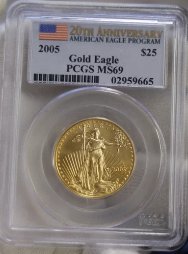 2005 US 1/2 oz Gold Eagle $25 PCGS MS69 American Eagle Program