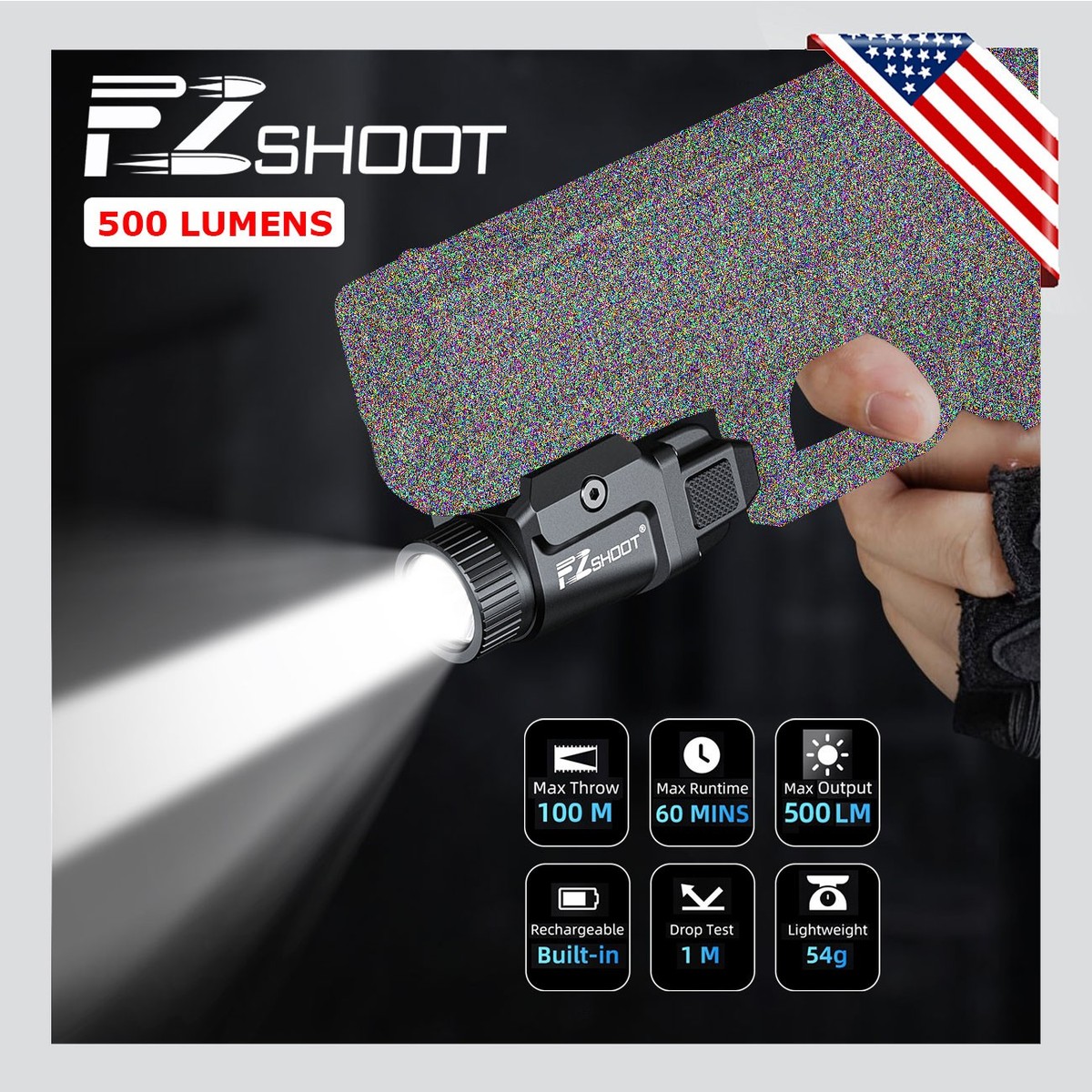 500 Lumens Hunting Flashlight Pistol LED Strobe Light GL/1913