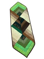 Table Runner Quilted Handmade Winter Green Holiday Pinecones 3 Ft Long Homemade