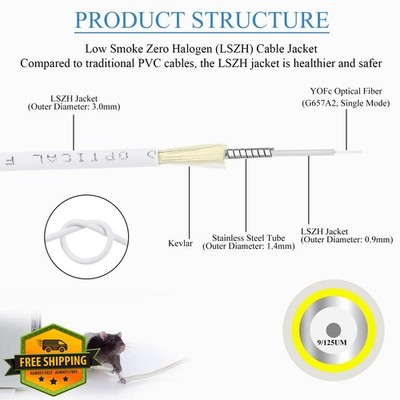 Zerci 1m SC/APC OS2 Simplex Singlemode Fiber Optic Cable Patch Cord