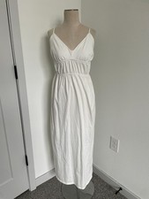 Reformation Dress Maxi Women L White Cinch Waist Strappy Boho Beachy Resort