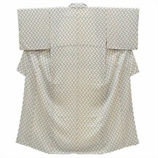Vintage Japanese Kimono Komon White Silk Crepe Crane tt2576b