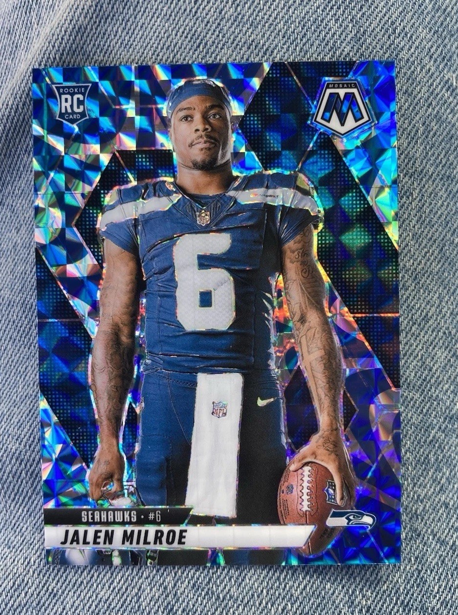 2025 Mosaic Football Jalen Milroe RC Image Variation SP Blue Reactive Prizm #283