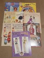Lot 9 Vintage Paper Doll Books UNCUT Katy Gloria Shirley Temple Allert Retro