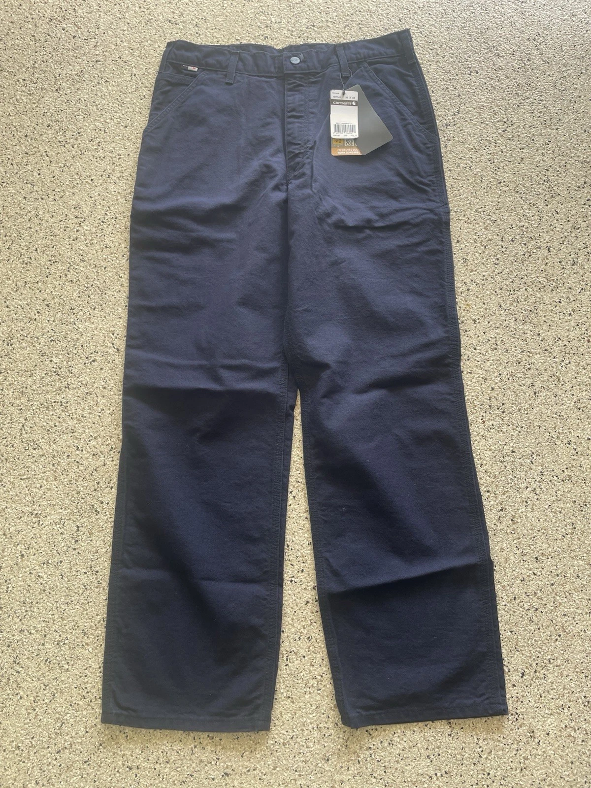 Carhartt FR Work Jeans 33x32 Navy Blu Flame Resistant Dungaree Duck Canvas CAT 2
