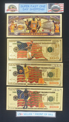 Kobe Bryant 14K Gold USA $100+NEW$Million Bill Set of 4 MVP Lakers Set FREE SHIP