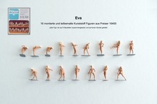 16 x Eva - aus Preiser 16400 - H0 / 1:87 - montiert - teilbemalt - mit Sockel