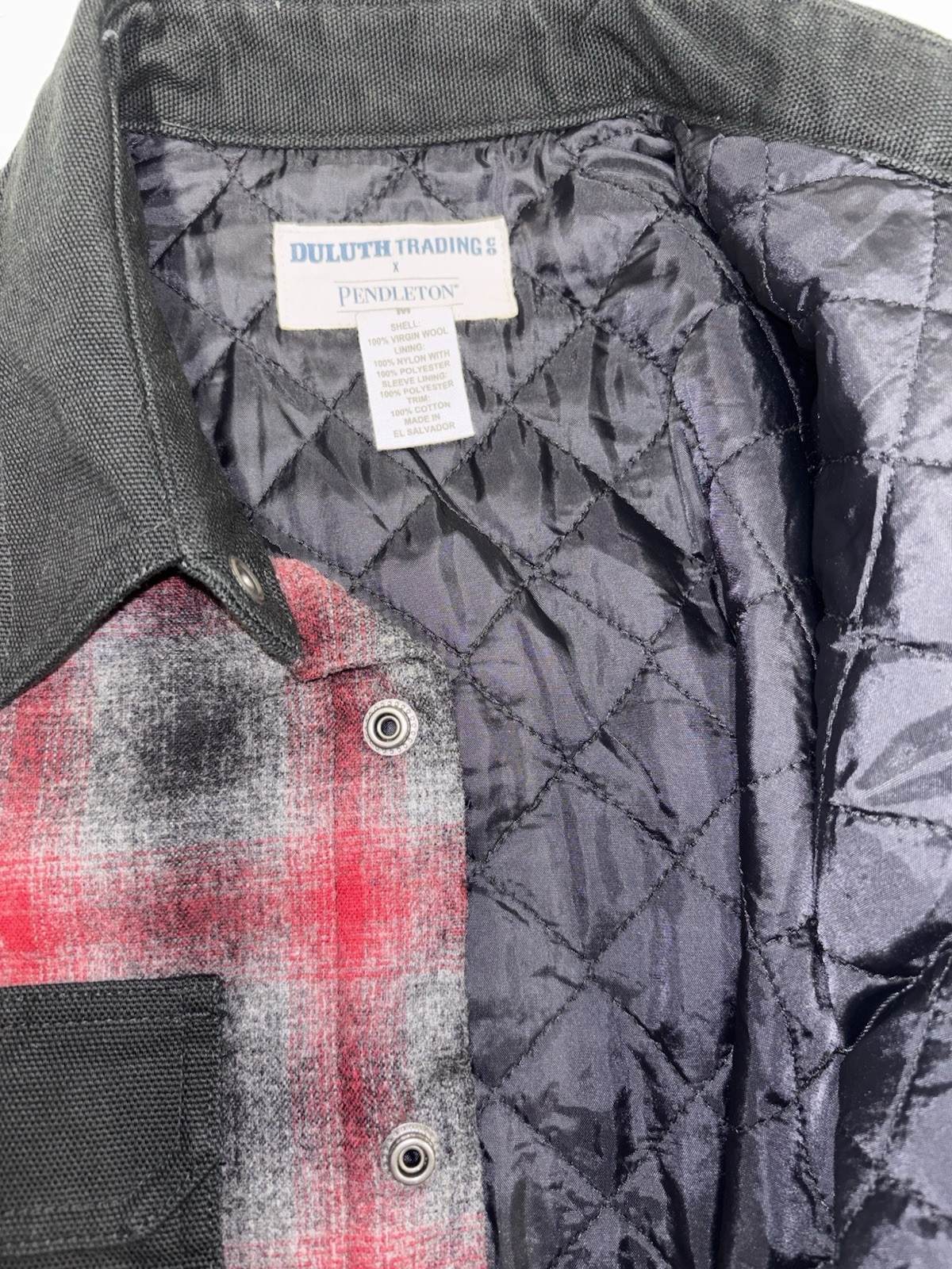 Rare Pendleton X Duluth Trading Co Medium Men’s Wool Jacket Plaid Red And Black image 3