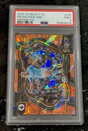 2022-23 Panini Select EPL ERLING HAALAND /25 JERSEY # Field SSP PSA 9 Orange Ice