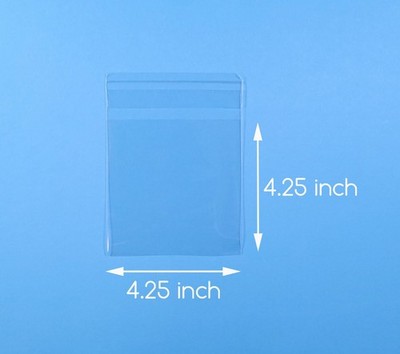 100 4 1/4 x 4 1/4 inch Clear Cello Resealable Bag Cellophane Plastic Packaging