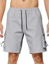 Men's Stretch Cargo Shorts with Drawstring Elastic Waist 5 Pockets Summer