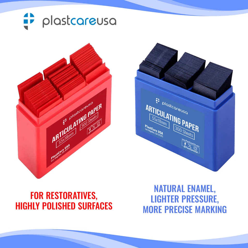 Tiras de papel articulado dental recarga 100 micras 55×18 mm 300/caja rojo azul Foto 4 de 4