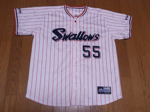 NPB MUNETAKA MURAKAMI #55 Swallows Home Replica Jersey Majestic Size L Baseball