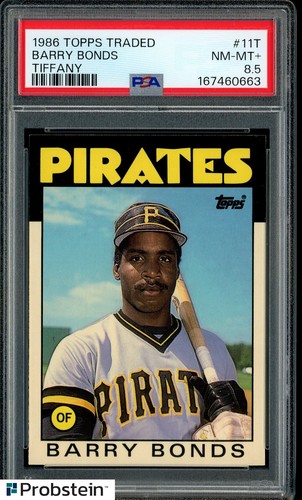 1986 Topps Traded Tiffany #11T Barry Bonds Pirates RC Rookie PSA 8.5 NM-MT+
