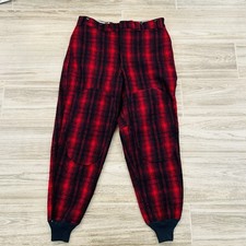 Vintage Woolrich Pants Mens 38 Red Black Buffalo Plaid Wool USA Made 1993