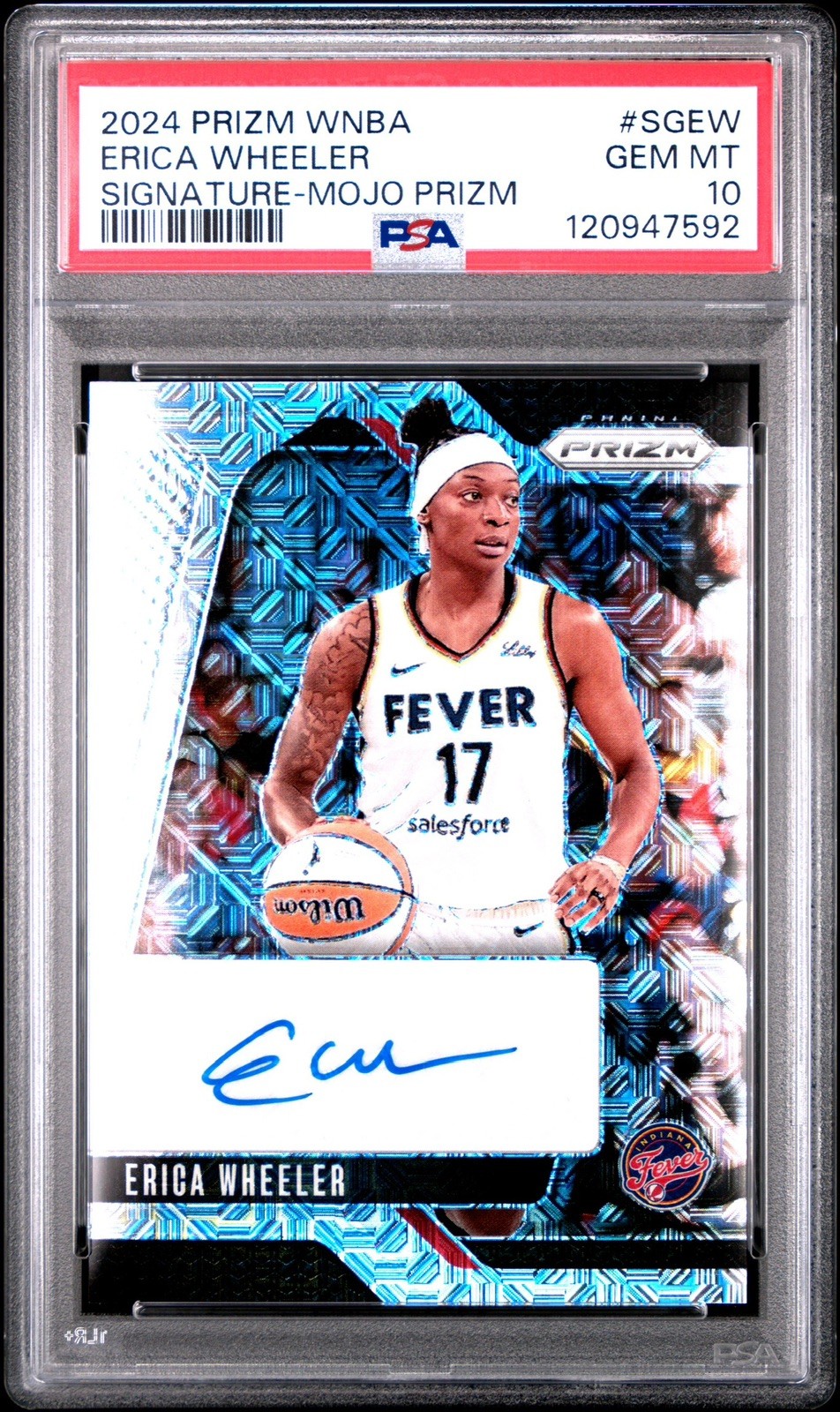 2024 Panini Prizm WNBA Erica Wheeler Signature Mojo /25 Auto PSA 10 POP 1 view 1
