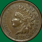 1902 Indian Head Cent Almost Uncirculated AU Coin #41619