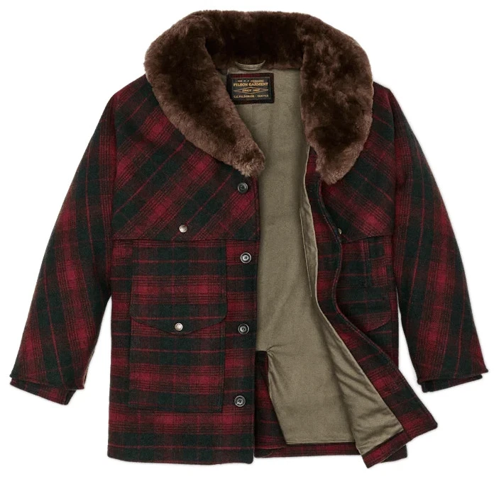 Filson Lined Mackinaw Wool Packer Coat  -XS- 20266728 MADE IN USA Burgundy Olive - Image 2 of 4