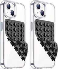 PKYAA 2 Pack Silicone Suction Cup Phone Case Mount Double Sided, Black 