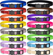 16 PCS Puppy Collars, Safety Buckle Collars for Litter Nylon Adjustable Puppy Co