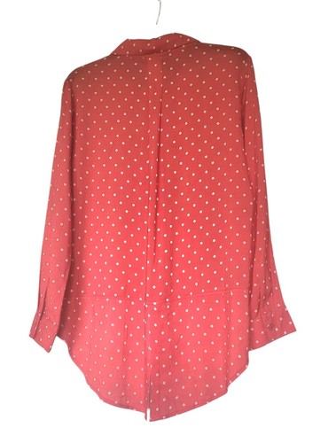 🌸 Karen Hart Blouse Women’s M Reddish Pink Lightweight Button Top Shirt Casual - Picture 5 of 10
