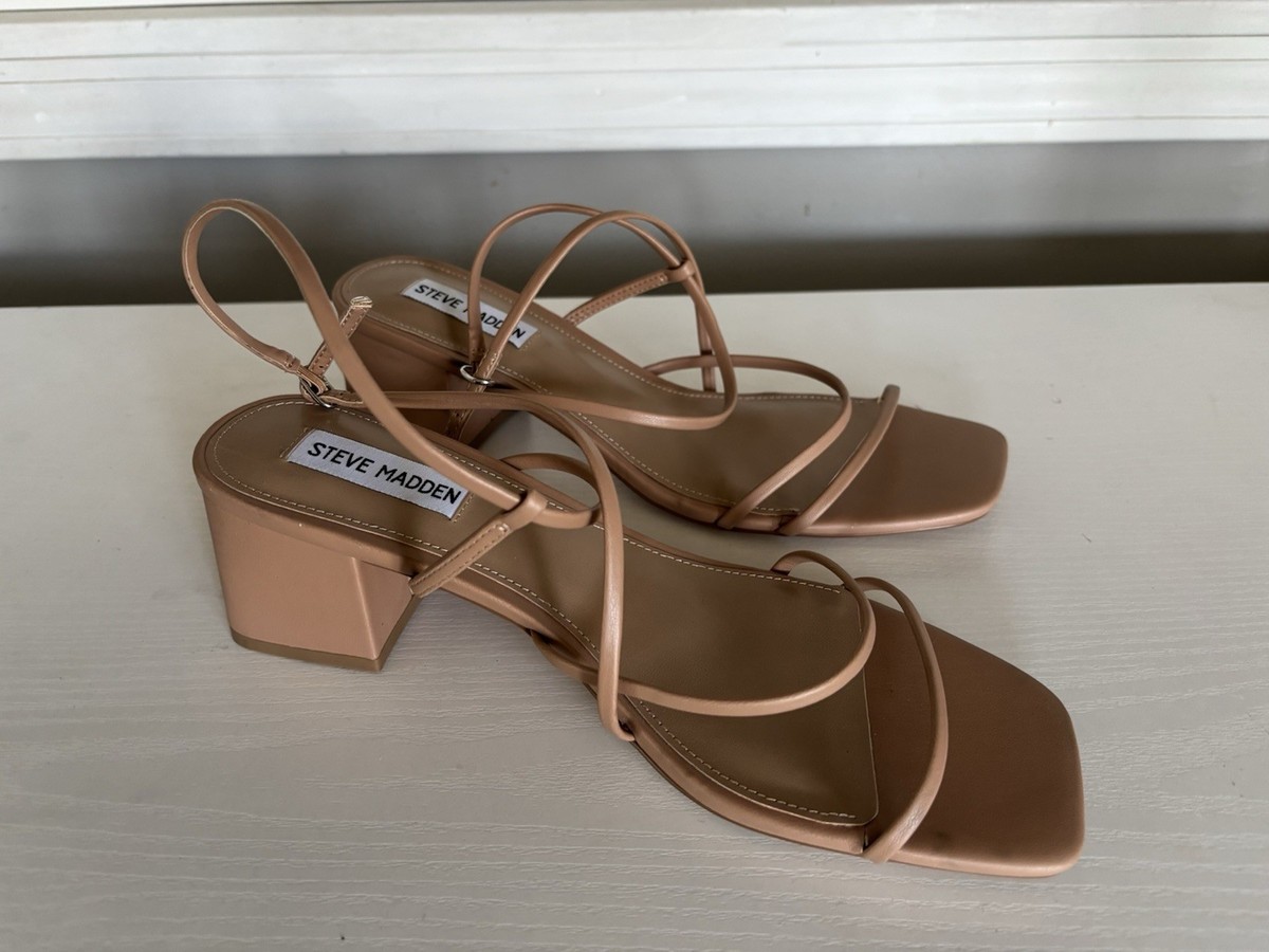ライブ写真「7」 Steve Madden Womens REMMI Beige Strappy Ankle Strap 9 Medium (B,M