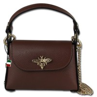 Florence UmhäNgetasche Biene Damen Handtasche Echtleder Dunkelbraun OTF817N