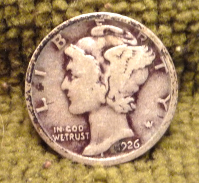 1926-P Mercury Dime 90% Silver 10 cent actual coin shown in the photos FREE SHIP