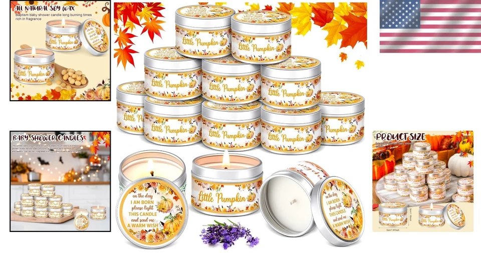 24套薰衣草香味南瓜派对蜡烛-适合双性别揭示 — 第 2/4 张图片