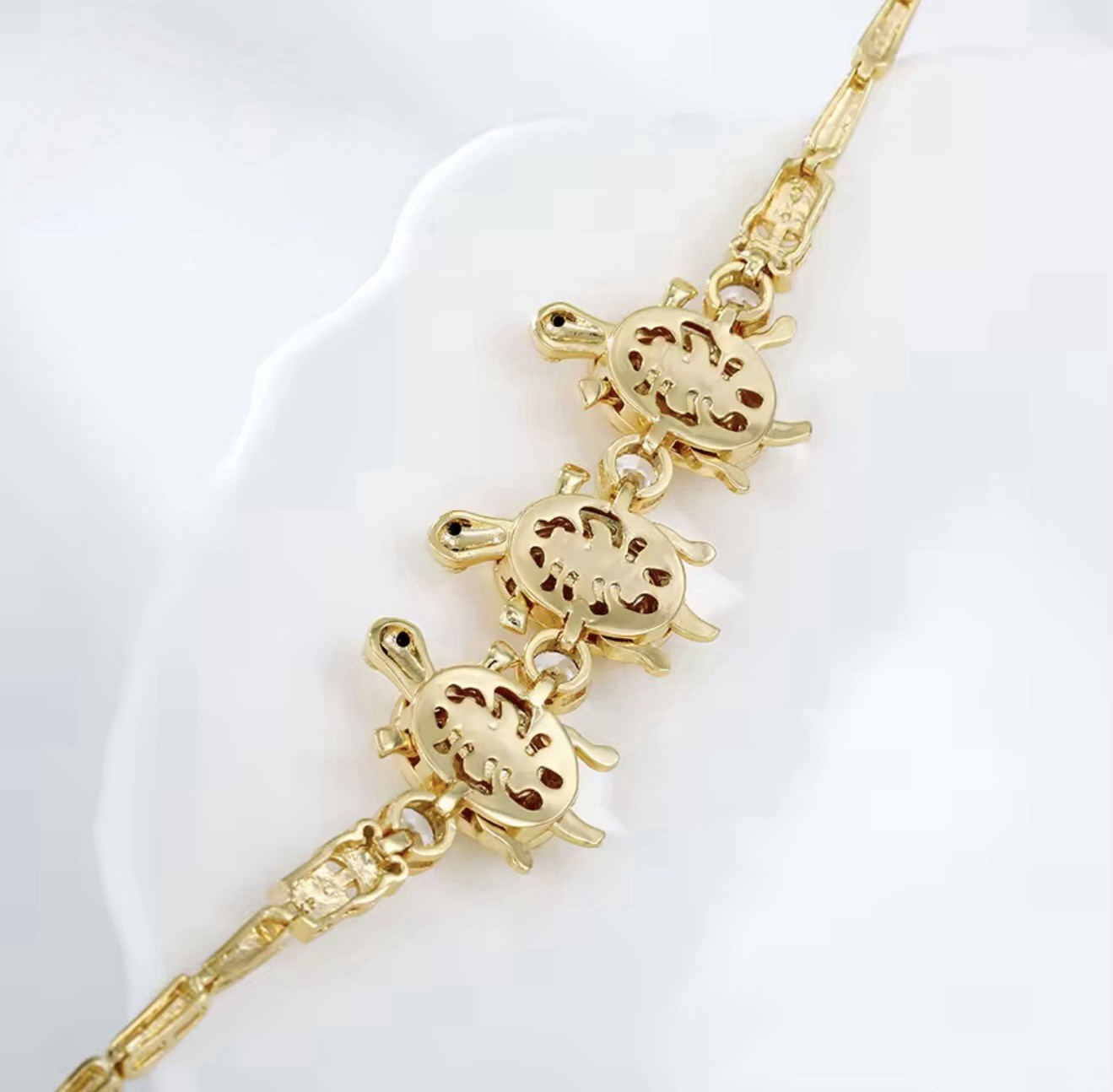 Turtle Design With Gold Finish, Featuring Heart Bracelet 14k Gold Plated