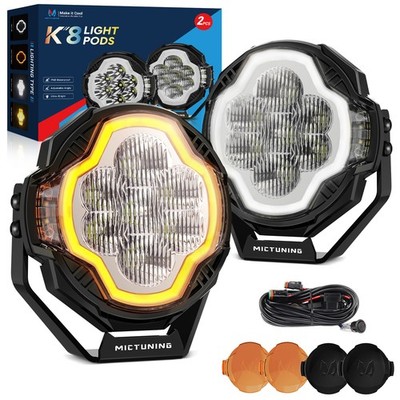 4/5 Inch Pod Lights Off-Road Driving/Spot Beam White Amber DRL Start-up Flowing