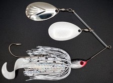 Custom Magnum Spinnerbait ~ Chrome Shiner w/5" Grub Trailer_1 oz Double Rumbler