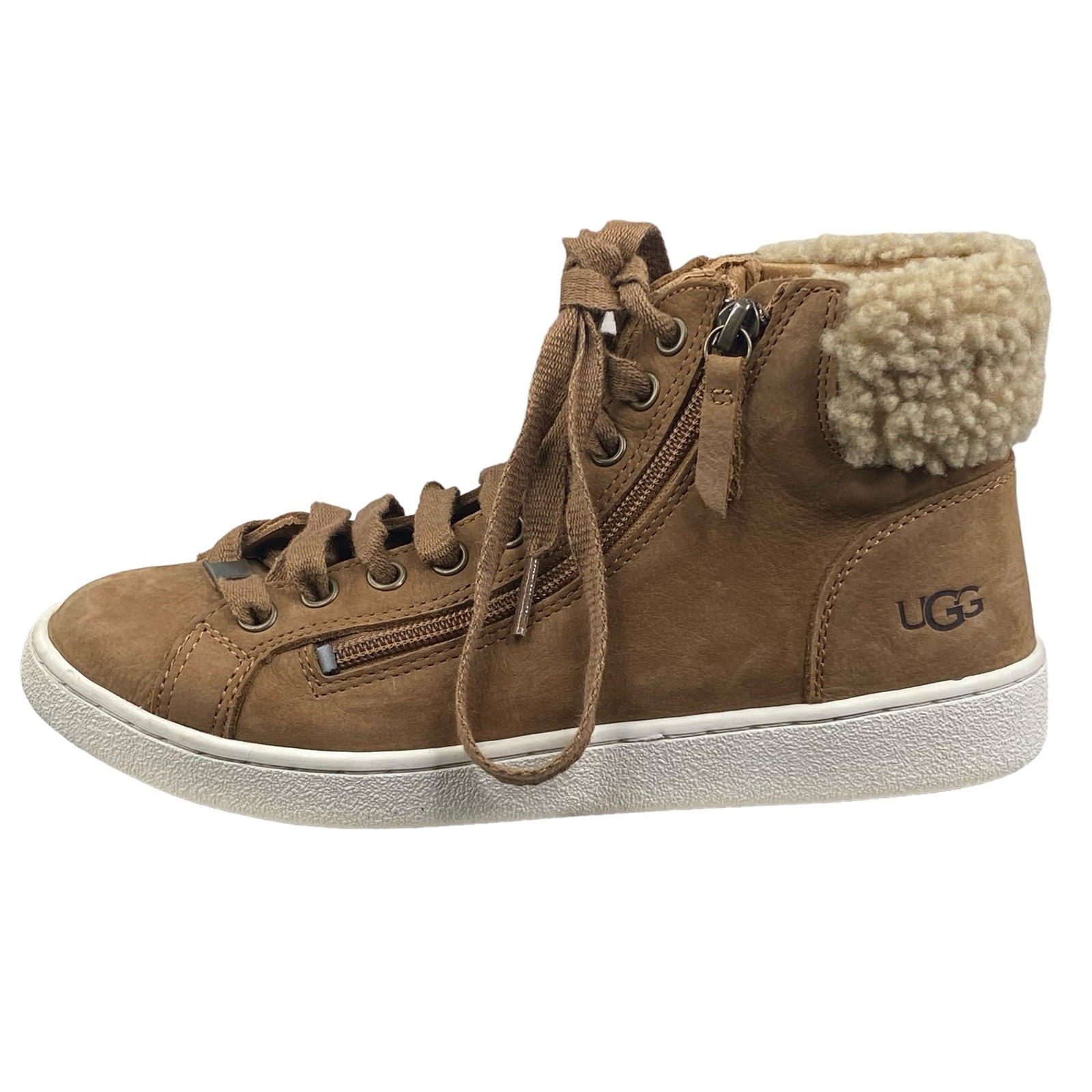 UGG Women’s Olive Brown Leather Side Zip Sneaker … - image 3