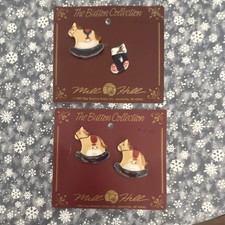 Mill Hill Ceramic Rocking Horse  Stocking Novelty Buttons Set of 2 for Crafts