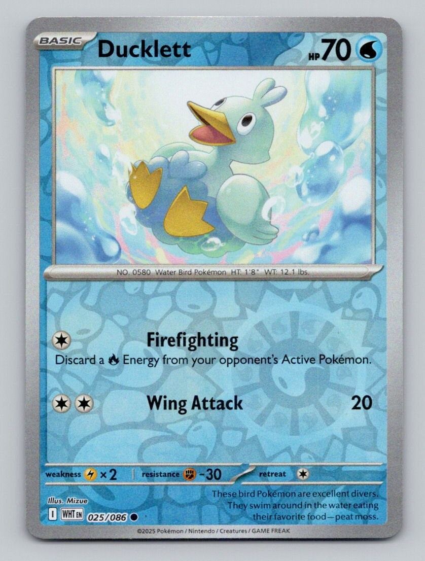 Reverse Holo Ducklett 025/086 Common White Flare Pokemon