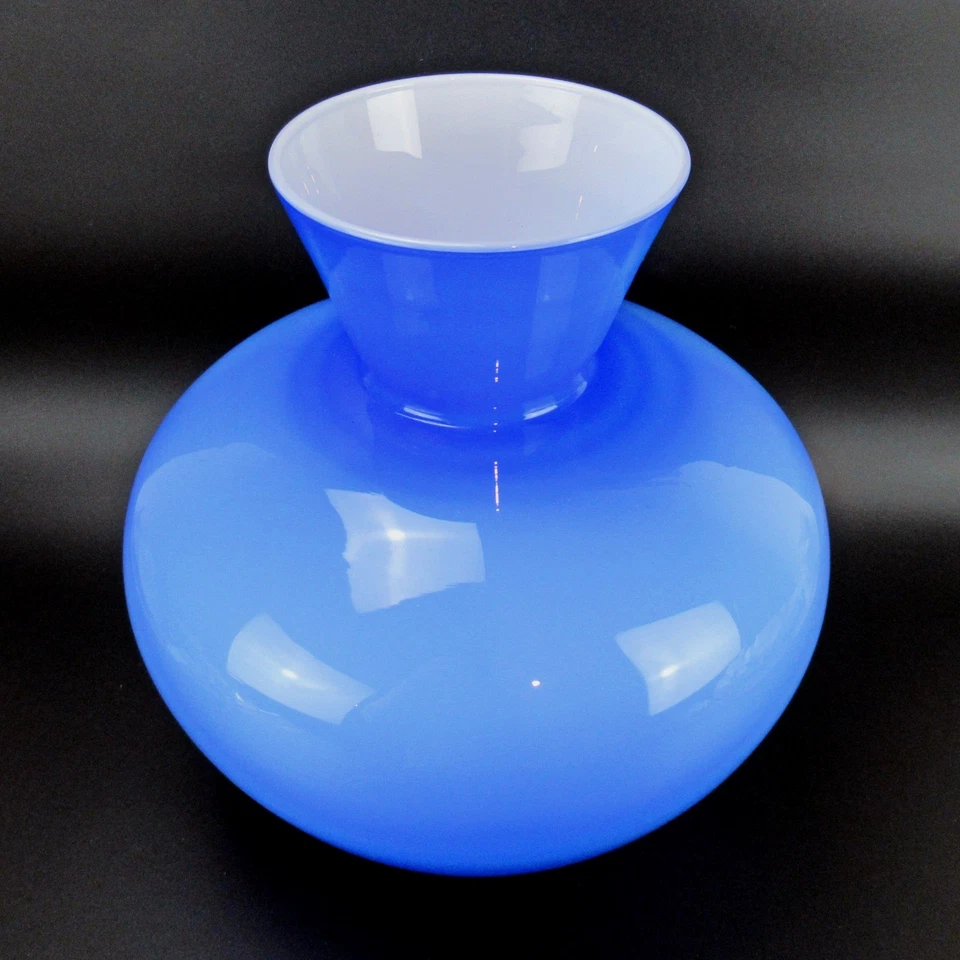 Designer Vase Überfangglas Blau/Weiss Vintage Retro 70er Jahre Cased Glass 27cm - Bild 2 von 4