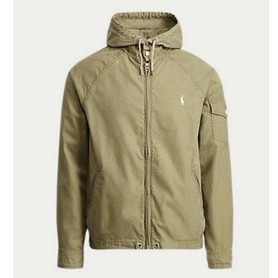 Polo Ralph Lauren Hooded Windbreaker Mens Olive Green Large Utility Jacket
