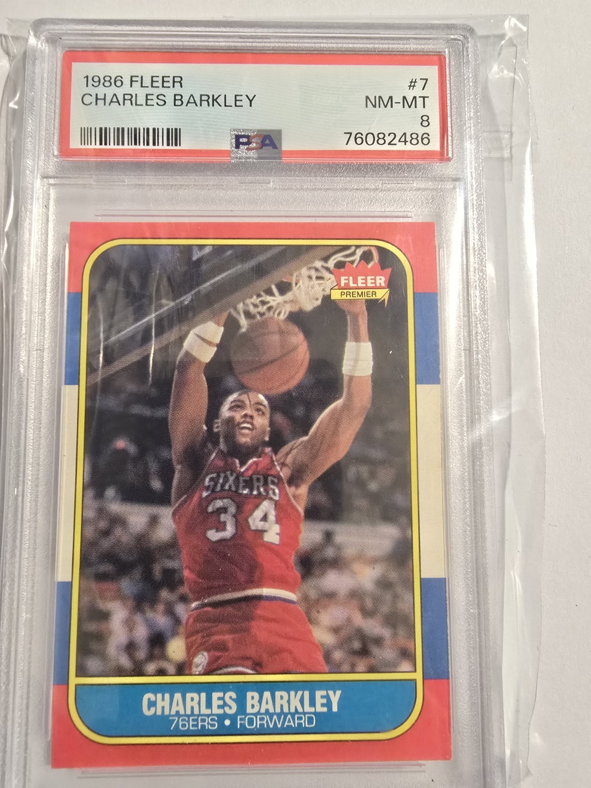 1986-87 Fleer Charles Barkley #7 (RC) PSA NM-MT 8