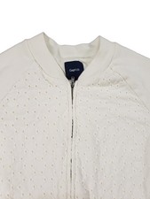Gap Kids Eyelet Bomber Jacket Girls XL 12 Cream Zip Front Cotton