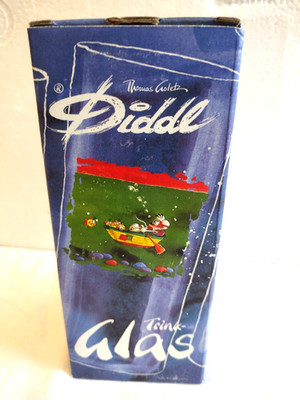 Vintage Diddl Dog In Sinking Boat Straight Drinking Glass Thomas Goletz New!