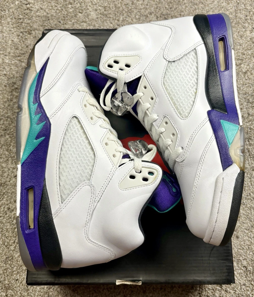 Air Jordan Retro 5 V Grape 2013 White Leather Basketball Shoes Men’s Size 8.5 Jordan 5 Retro Grape 2013 for Sale | Authenticity Guaranteed  main image 2