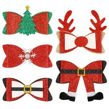 5 Pcs Christmas Hair Bows for Women Sparkly Glitter Christmas Hair Clips Smal...