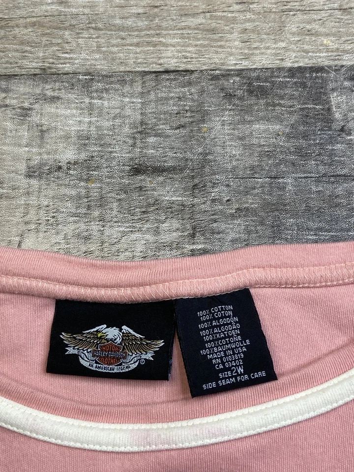 Harley-Davidson Mujer Rosa Manga Larga Pullover Top Suéter Talla 2W Motociclista Y2K Foto 3 de 4