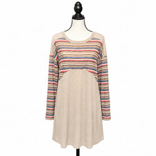 Umgee Mini Dress Womens Size Medium Crisscross Multicolor Stripe Bohemian NWT
