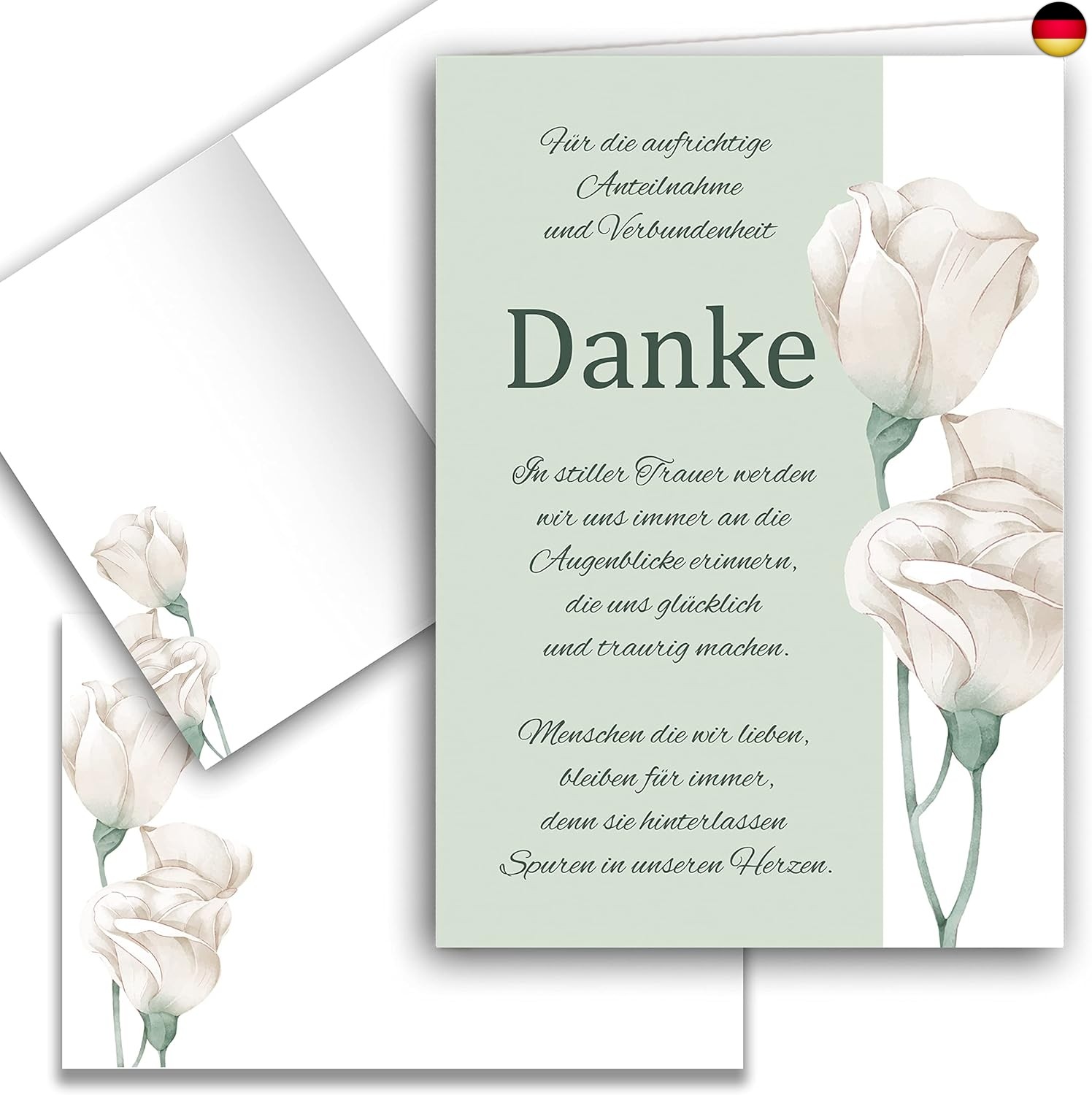 Klasse 10 Dankeskarten Trauer mit Text und Umschlag Klappkarten Beileidskarten