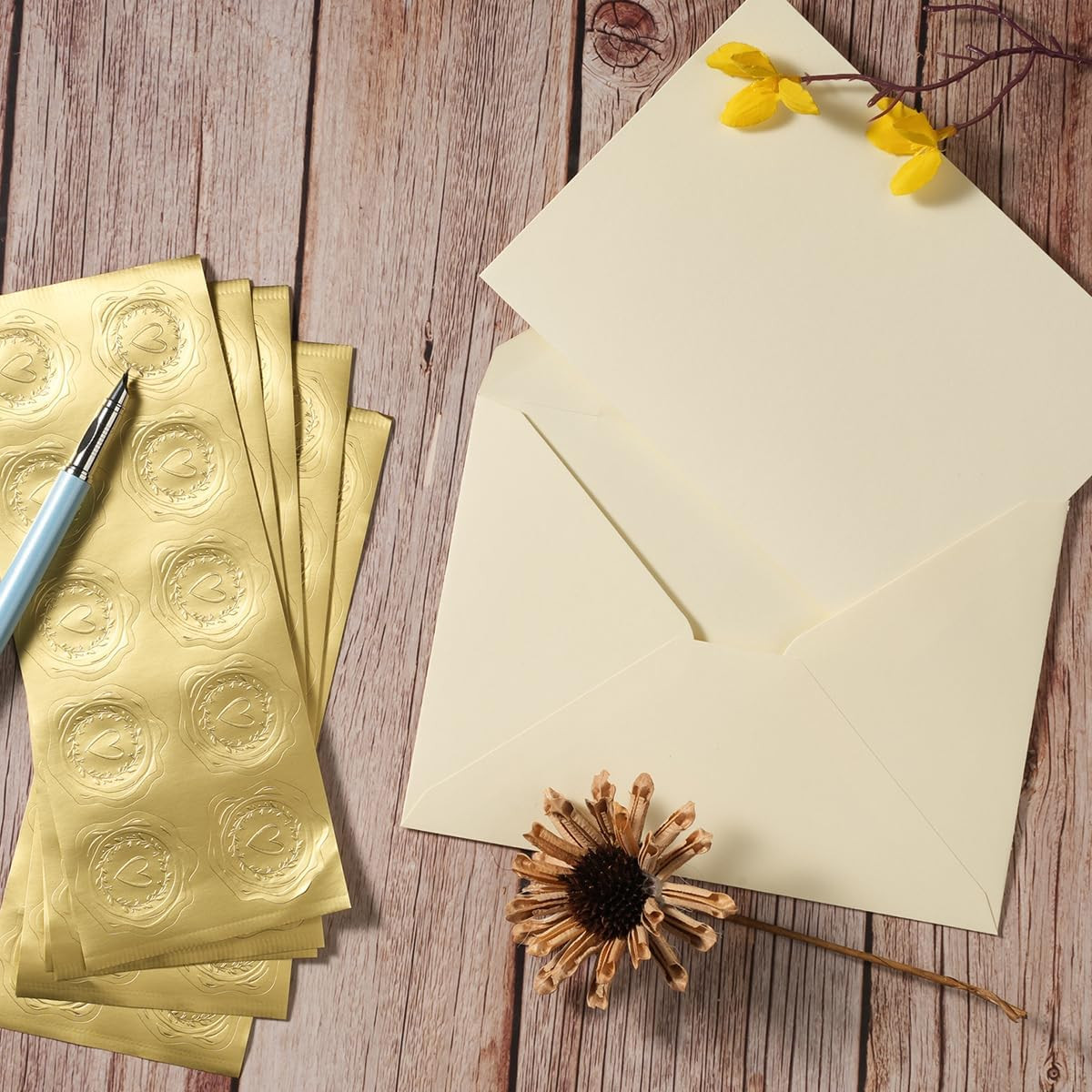 50 Pack A7 Colorful Envelopes with 5X7 Blank Heavy Colored Folded Cardstock and