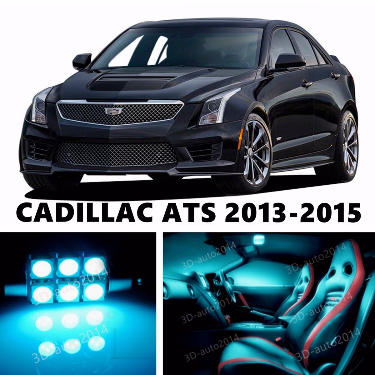 15pcs LED ICE Blue Light Interior Package Kit for CADILLAC ATS