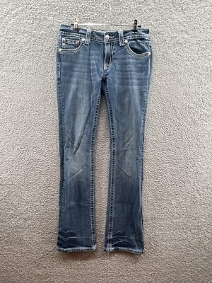 Miss Me Jeans 29 Medium Wash Boot Cut Embellished Sequin Rhin Bling Flap JW6207B