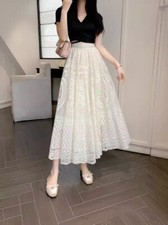 White Lace Maxi Womens Skirt Stylish Comfortable & Chic-SK202